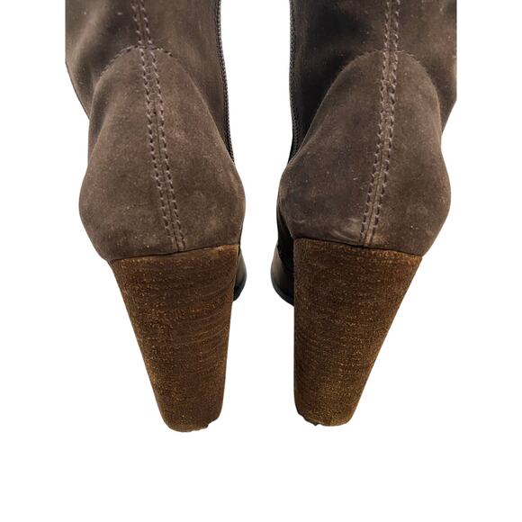 Anthropologie EDDA Suede Leather Ankle Boots Block Heel Western Vintage Size 6 - Picture 9 of 10